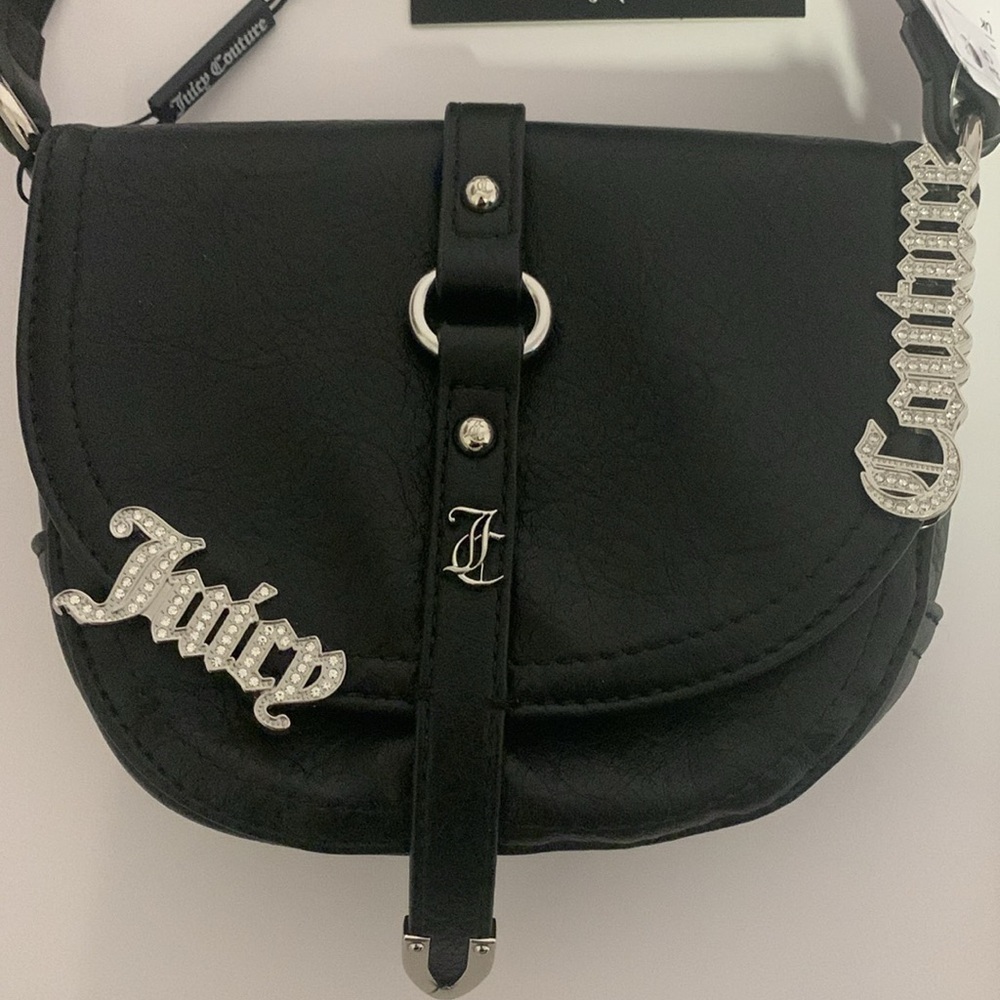 JUICY COUTURE LOTUS BLACK CROSSBODY NEW WITH TAGS ADJUSTABLE SHOULDER STRAPS - Picture 3 of 8